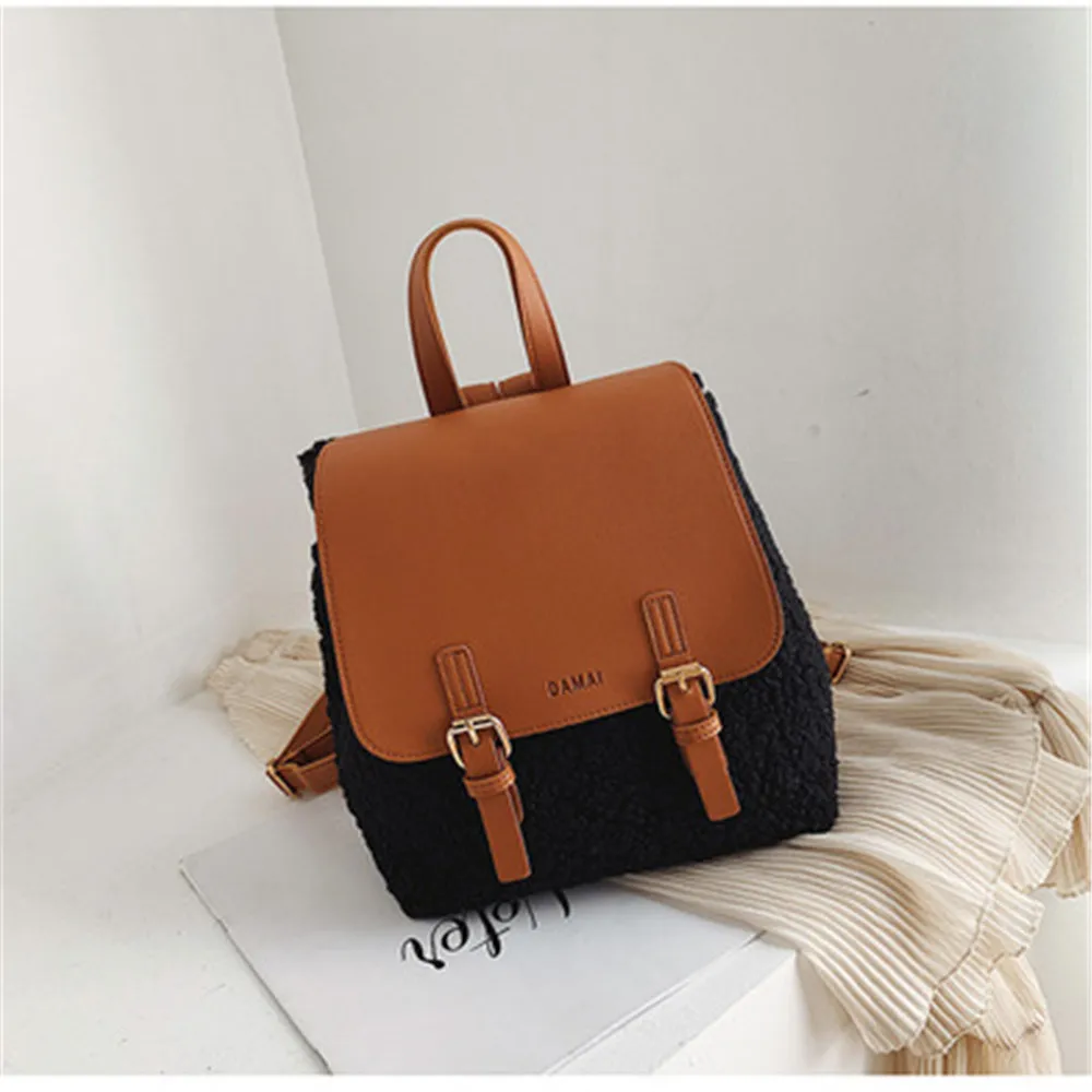 

2020 Wild Lambskin Backpack Autumn And Winter New Tide Korean Version Fashion Bag For Daily School Working Hot Sale