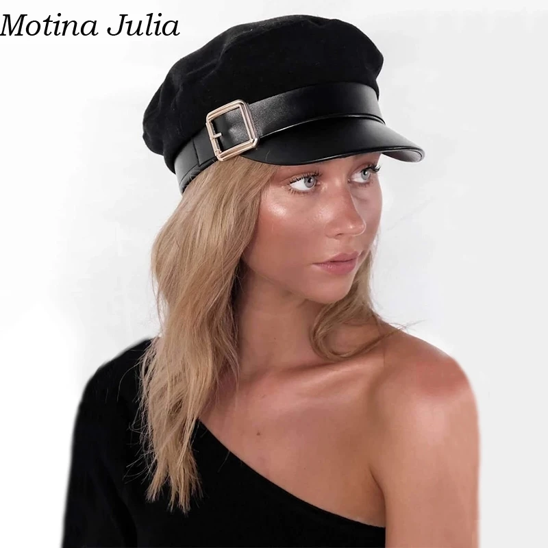 Осенне-зимняя теплая Женская шапка Motina с козырьком Милая Сексуальная элегантная