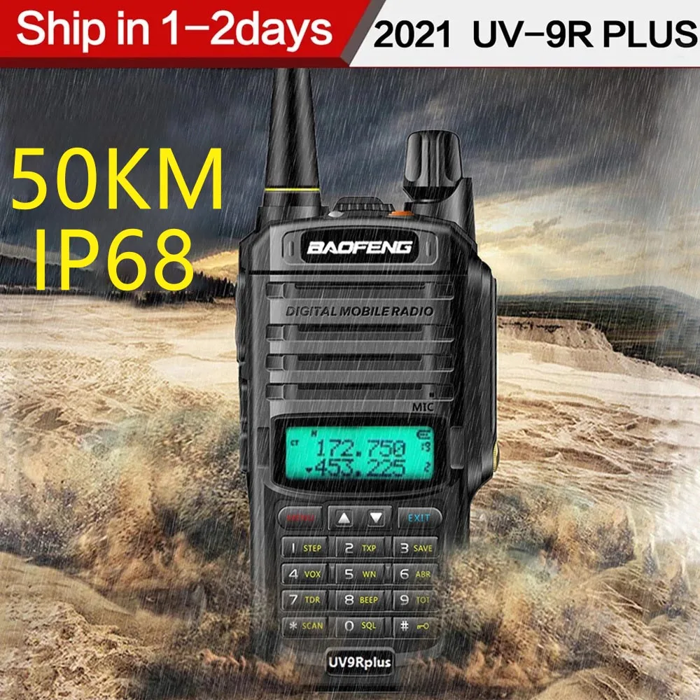 

2021 Baofeng UV-9R plus Waterproof IP68 Walkie Talkie High Power CB Ham 30-50 KM Long Range UV9R portable Two Way Radio