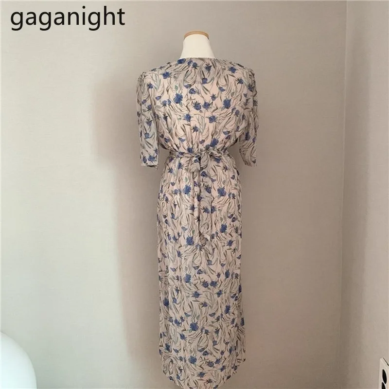 Женское шифоновое платье Gagagnight длинное с коротким рукавом в Корейском стиле