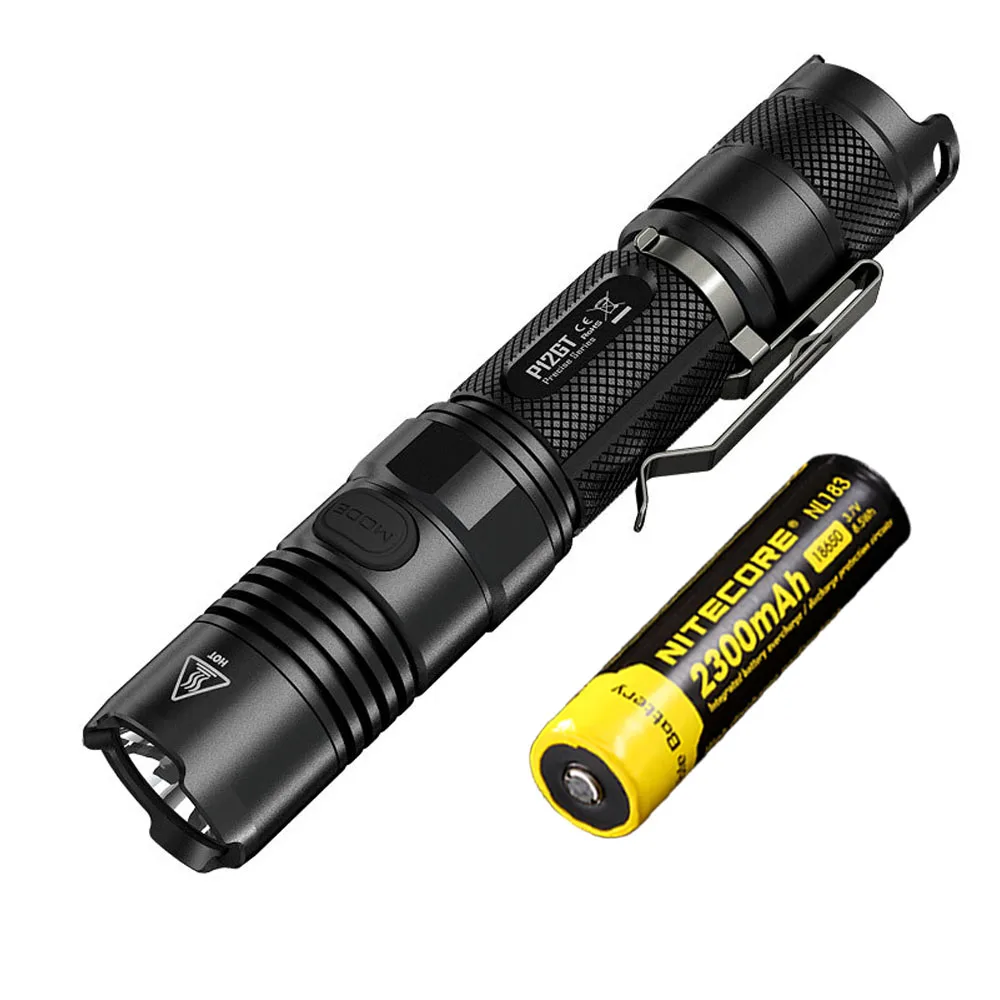 NITECORE P12GT светодиодный тактический вспышки светильник черный CREE XP-L HI V3 Светодиодный max 1000LM дальность луча 320 измерительный прибор наружный фонарь портативный светильник - Испускаемый цвет: P12GT NL1823