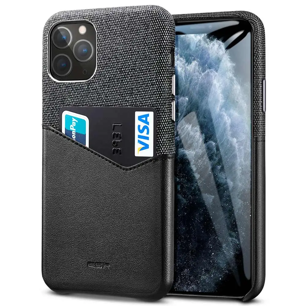Черный Чехол ESR для iPhone 11 Pro XR XS Max, брендовый Роскошный кожаный чехол со слотом для карт, противоударный чехол-кошелек для iPhone iphon - Цвет: Черный
