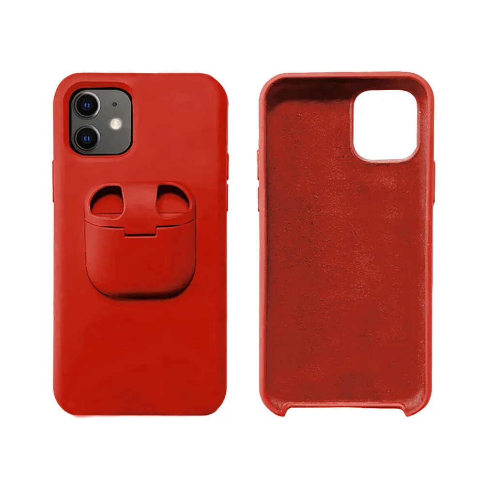 red Жидкий силиконовый чехол для телефона для IPhone 11/Pro/MAX/XR/XS/X для Air Pods 2 в 1 мягкий чехол для 7 Plus/8 Plus - Цвет: red