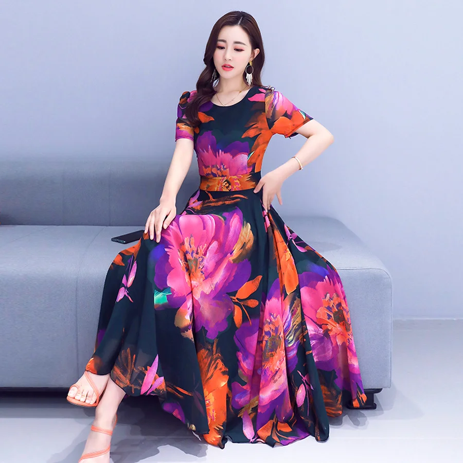 Элегантное шифоновое пляжное платье макси в стиле бохо весна-лето 4XL размера плюс