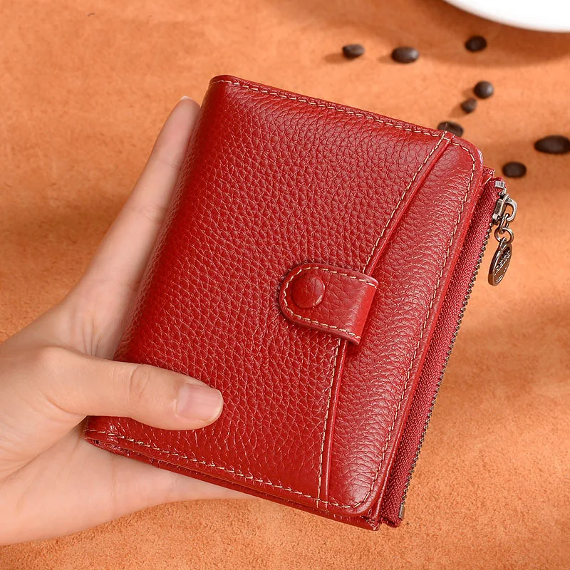 

Difenise Top Layer Genuine Leather Women Wallet With Card Holder Short Purse Zipper Casual Standard Handmade Clutch Bags