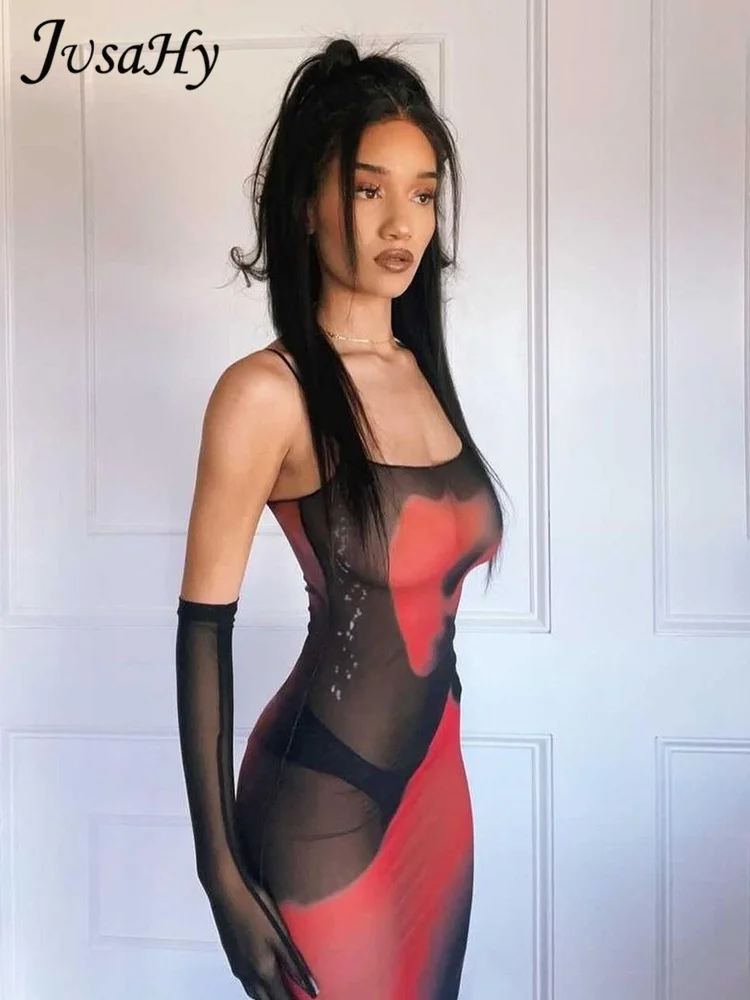 

Женское Прозрачное мини-платье с принтом, без рукавов