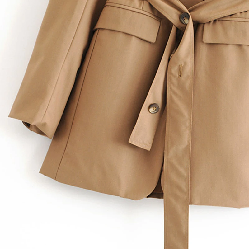 

SeeBeautiful Loose Blazer Coat Notched Collar Long Sleeve Single Breasted Pockets Belt Simple New Fashion Spring 2021 Women M599