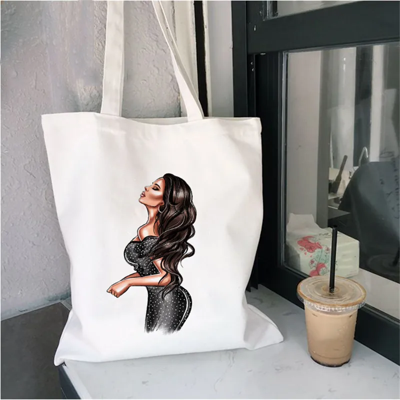 

Large Capacity Graphics Shopping Bag Reusable Women Canvas Shoulder Bag fashion Shopper Handbag Ladies travel Canvas Tote Bag