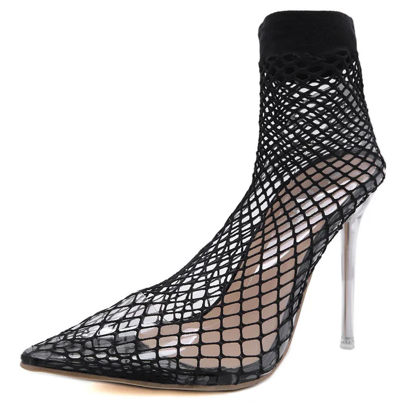 

Pointy Boot Big Size Shoes Woman Transparent Heel Femme Luxury Designer Pointe Large Size Red High Heel Sexy Mid Calf Fashion