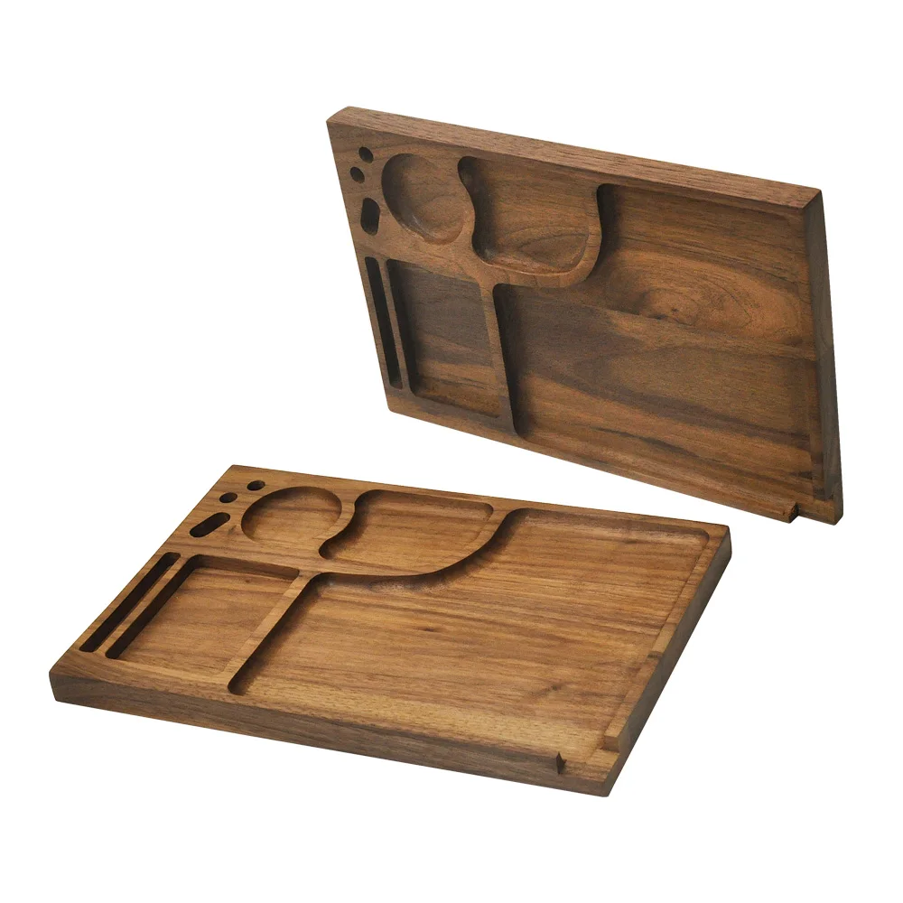 

COURNOT Natural Walnut Wooden Tray Mutifuction Wood Rolling Tray 218MM Wood Rolling Trays Suit King Size Rolling Cone or Paper