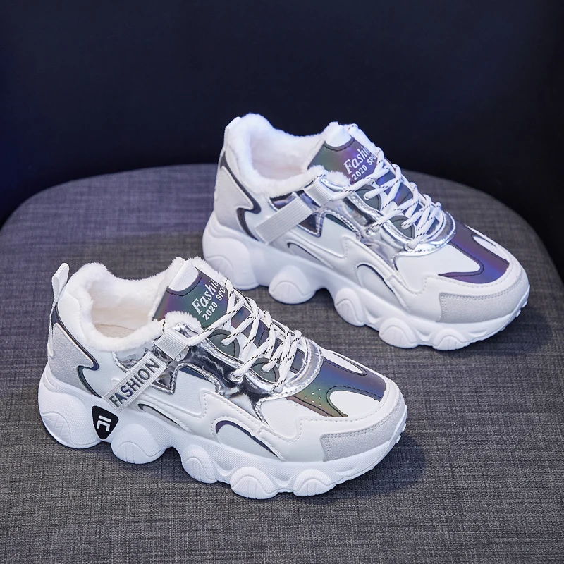 

Женская обувь плюс бархатные туфли папа женская новая теплая осень и зима 2021 утолщенная Спортивная повседневная хлопковая обувь