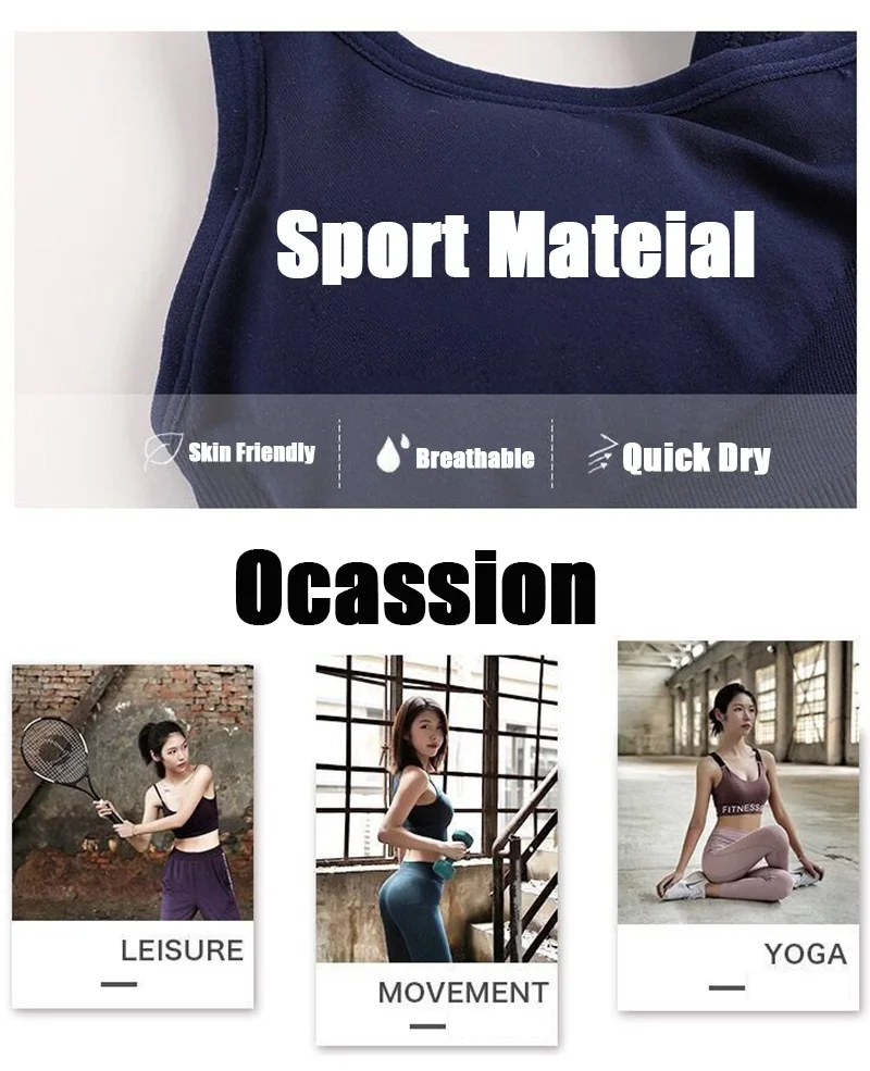 Sexy Sports Bra Solid Back Yoga Tank Top Women Fitness Push up Gym Shockproof Seamless Shirt Running Workout Fast Dry Vest