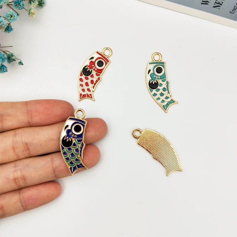 10 шт./лот подвески из сплава с эмалью в виде карпа и рыбы плавающие серьги серии