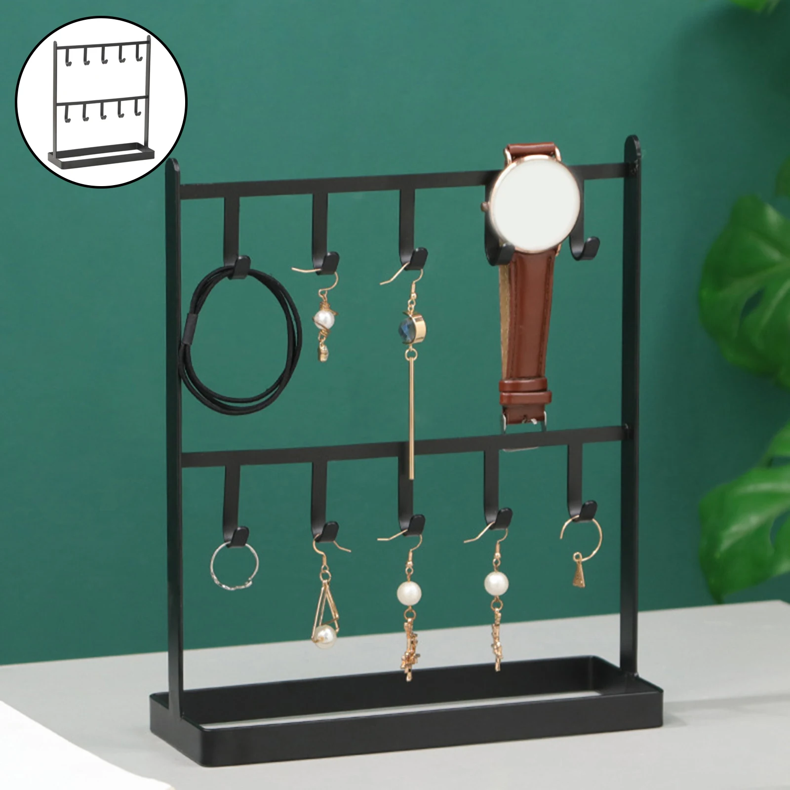 

Jewelry Stand Necklace Organizer Holder Tabletop 2 Tier Storage Rack Gift