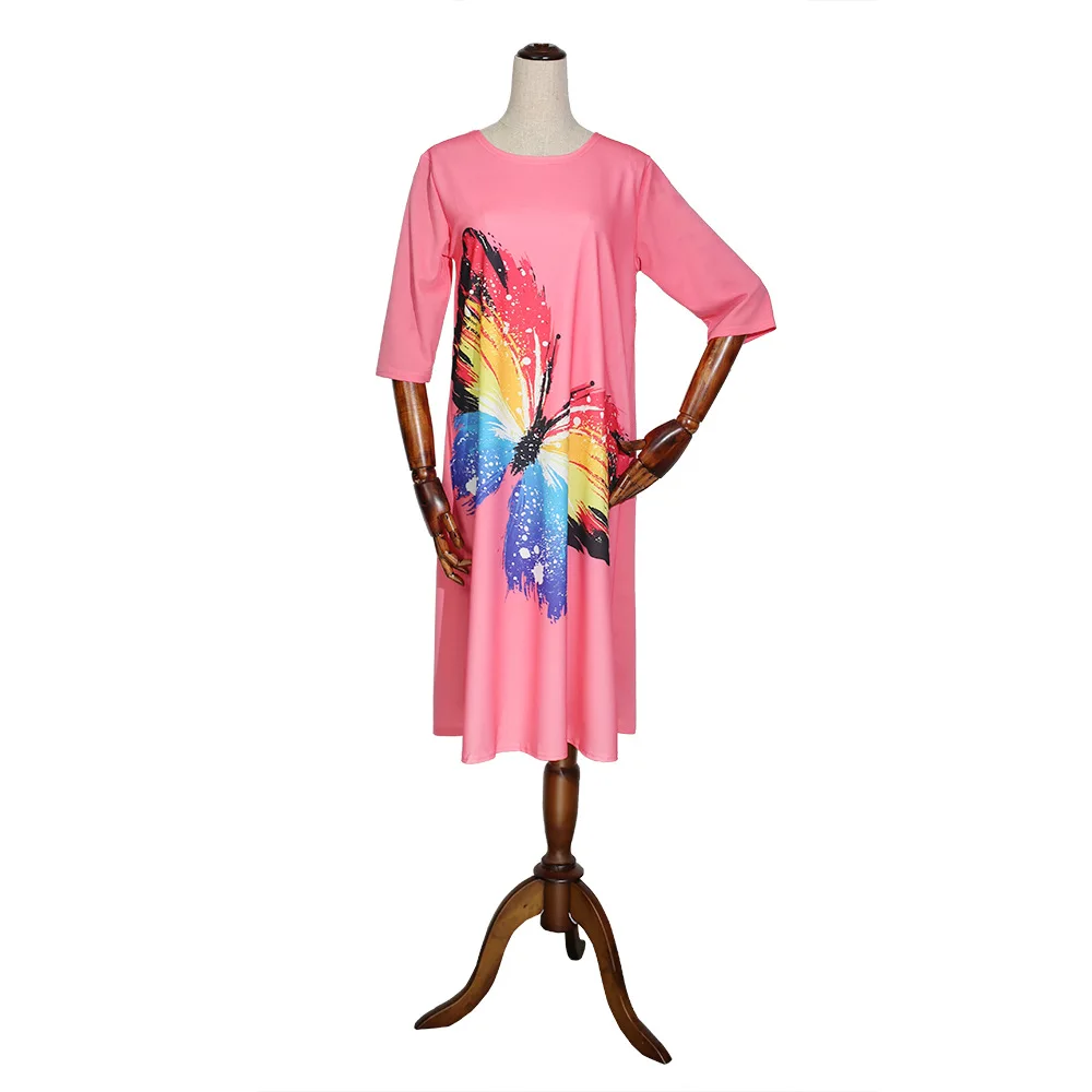 

2019 autumn sexy fashion style african women o-neck printing plus size dress