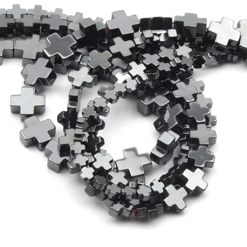 С черным перекрестным креплением Форма натуральный бусины из гематита 4681012 мм