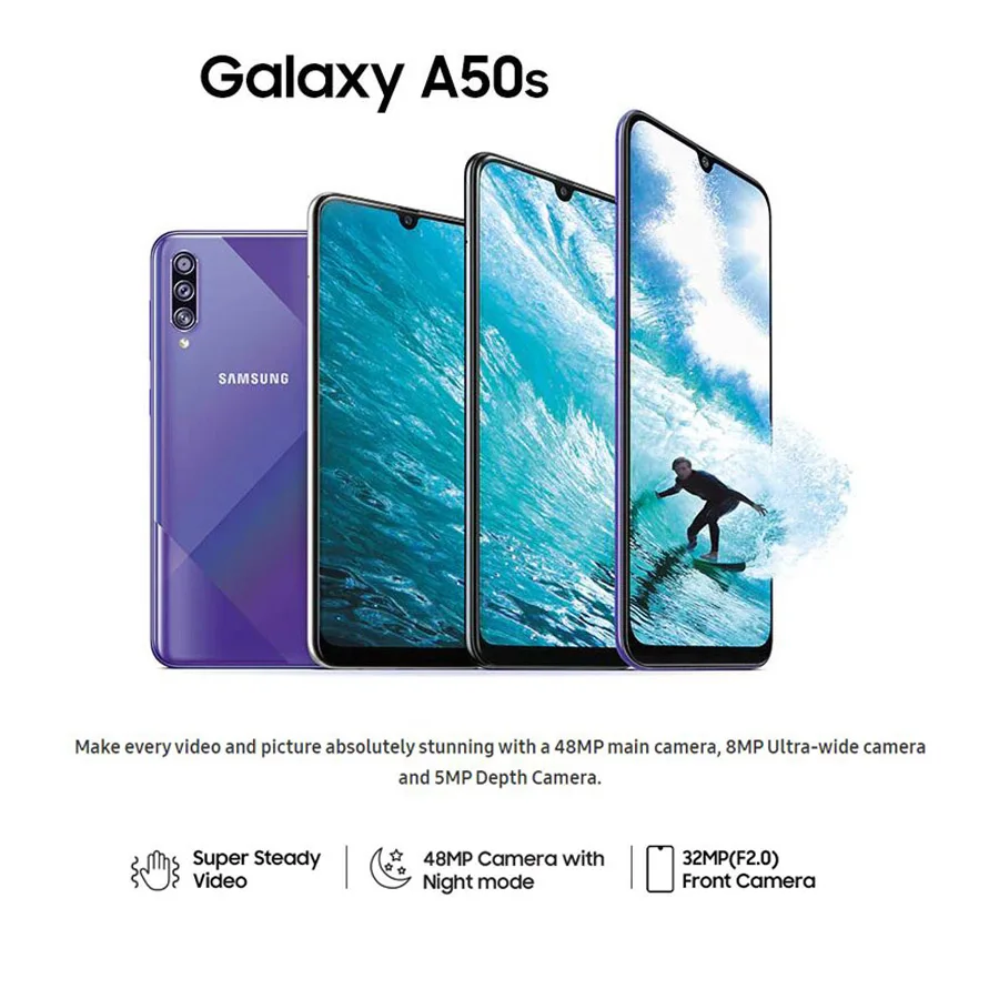 Мобильный телефон Samsung Galaxy A50s международная версия 64 ГБ/128 Гб ПЗУ A507FN/DS тройная