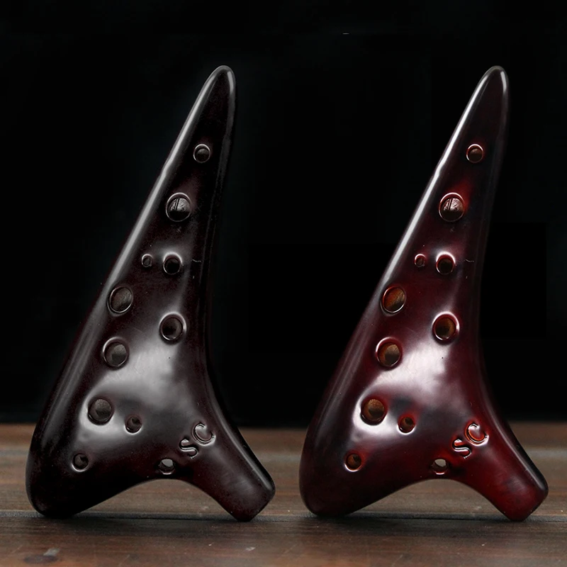 Сопрано C Ключ Ocarina 12 отверстий коричневый музыкальный инструмент глянцевый