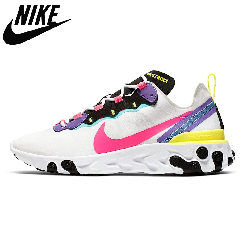 

Original New Arrive React Element 55 Men Shoes Black Volt Black White Bright Green Gold Sports Shoes For Lover