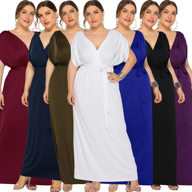 Фото EDressU 2021 размера плюс вечернее платье с v-образным вырезом 7 цветов Vestido Robe de Soiree свадебное платье для гостей LMT-FP3310 №2