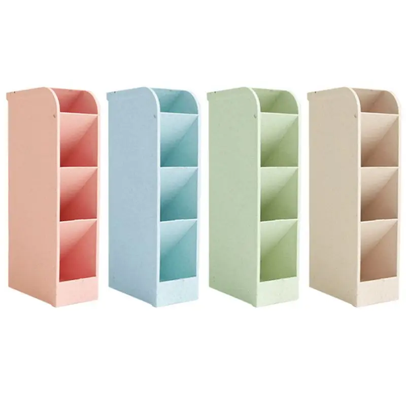 

Multi-function 4 Grid Desktop Pen Holder Office School Storage Case Box Wheat Straw Desk Pencil Organizer Stationery P9YA