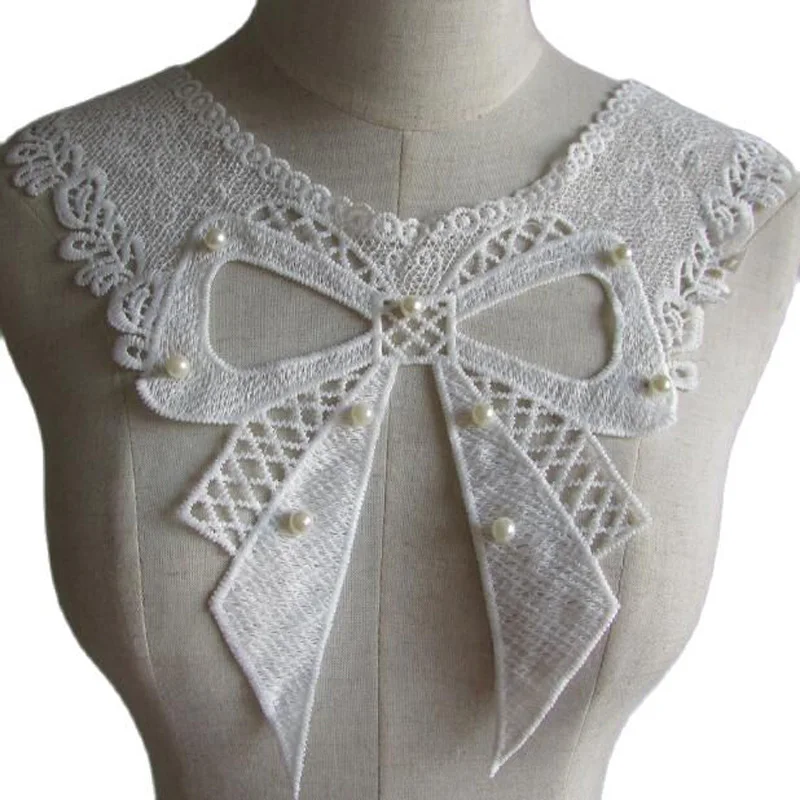 Новые 3D бусины белая хлопковая вышивка DIY цветок искусственное шитье вырез под