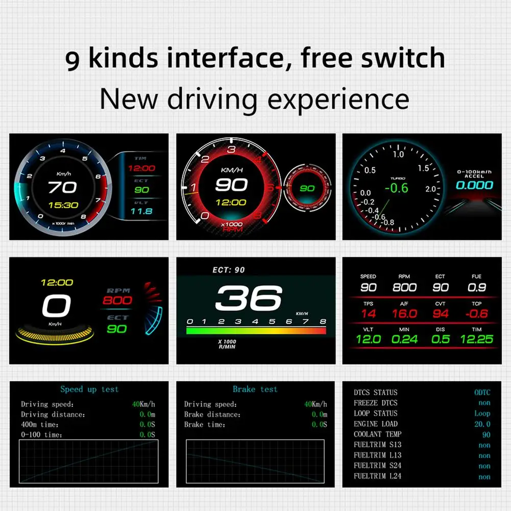 F9 интеллектуальный мобильный компьютер для вождения OBD2 + GPS HUD