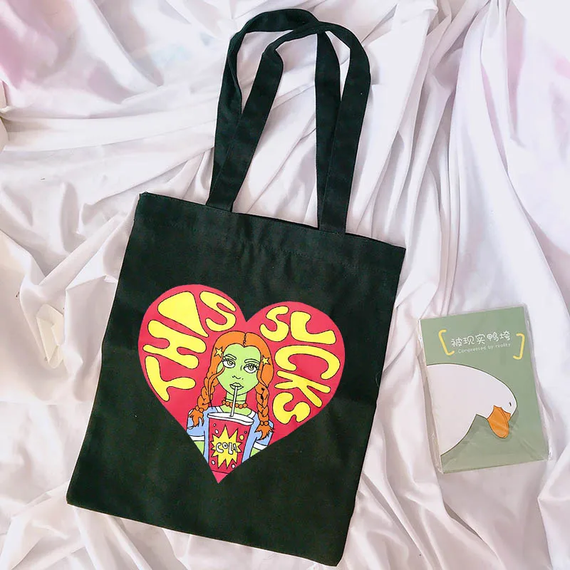 Женская Холщовая Сумка на плечо с принтом в стиле Харадзюку|Сумки ручками| |