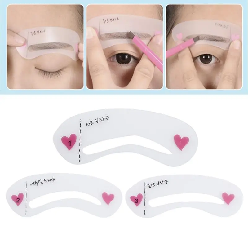 

3 Styles Eyebrow Stencils Drawing Gguide Card Professional Eyebrow Template DIY Makeup Tools Pro Reusable Eyebrow Stencil Set