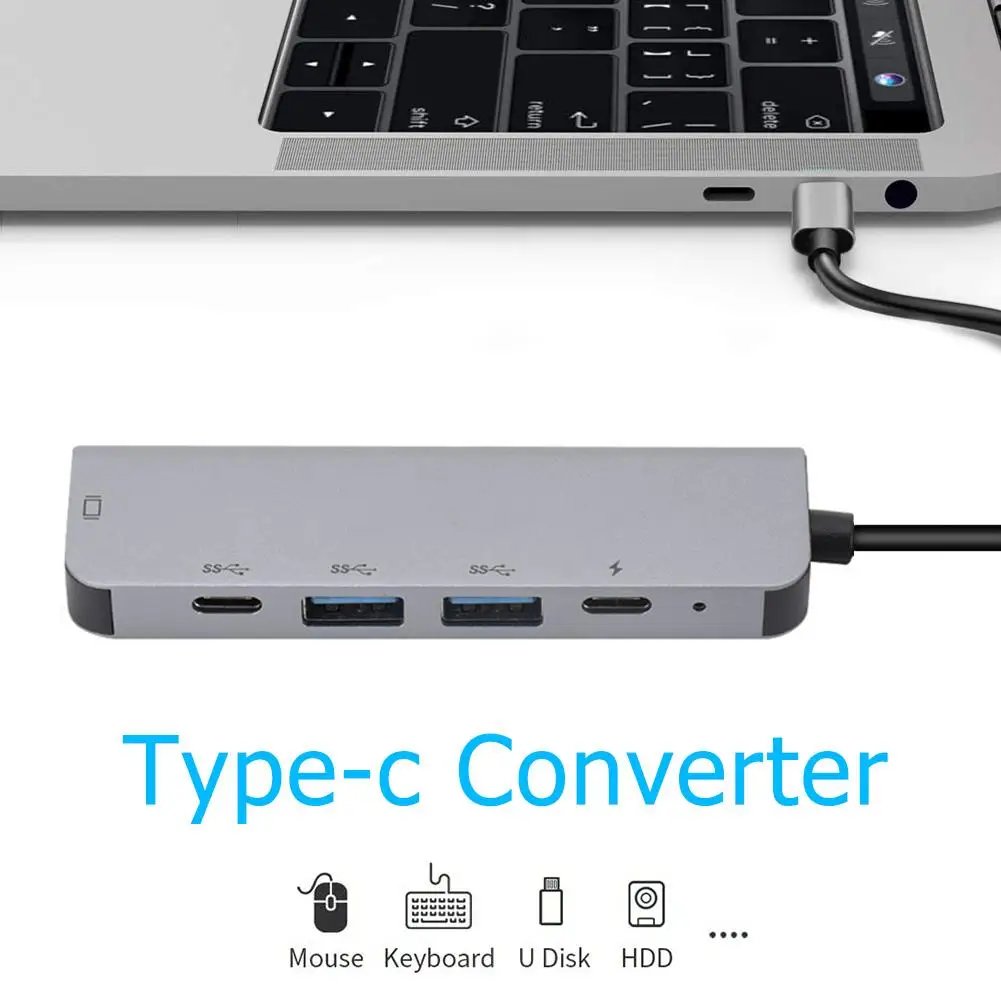 

Durable 5 in 1 USB 3.1 Type C HUB to HDTV USB-C 2 USB 3.0 PD Wear-resistant Delicate Design Adapter For Laptop Notebook