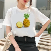 women vintage style fashion pineapple print funny summer t shirt women princess short t shirt