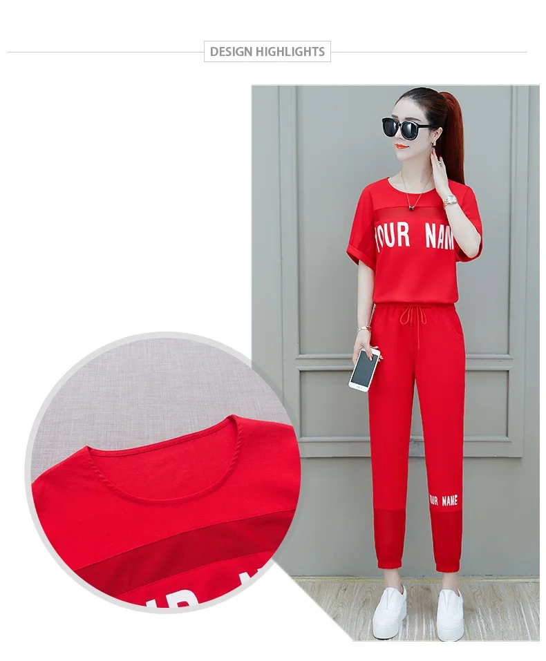 Stylish clothes Sporting suit female 2 piece set Large size clothing for women Leisure Knitted pullover Top women clothing 09
