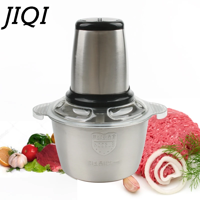 JIQI Мясорубка из нержавеющей стали, измельчитель, Электрический автоматический измельчитель овощей, фруктов, миксер, Кухонный комбайн, терка для чеснока, измельчитель