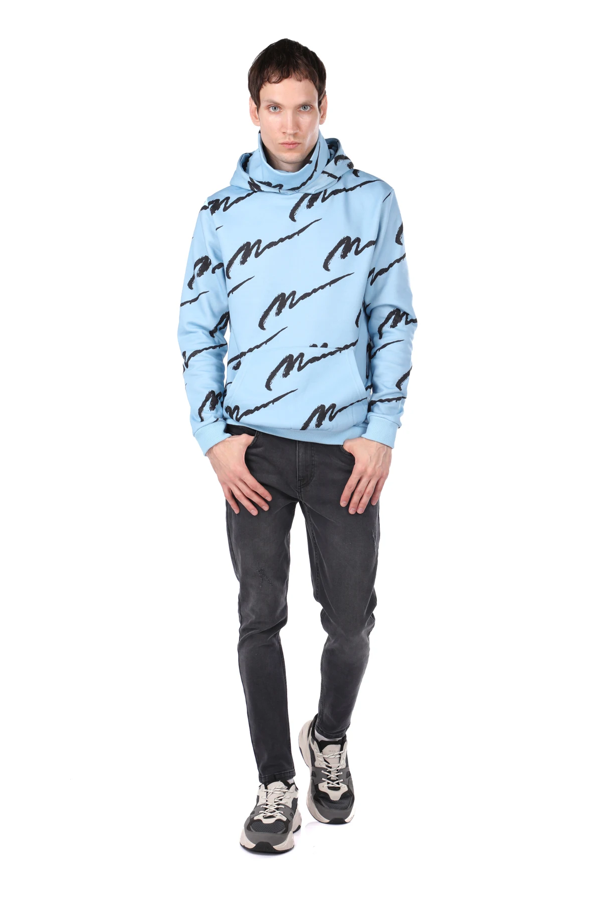 

Turtleneck Hooded Inner Fleece Oversized Mens Sweatshirt