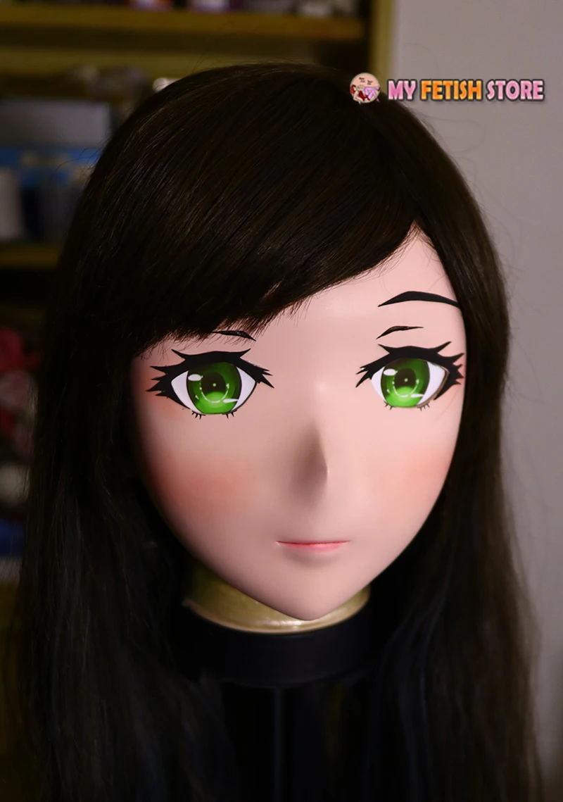 (KM1117) Handmade Female Resin Crossdress Sweet Girl Half Head Lolita Japanese Character Anime BJD Doll Cosplay Kigurumi Mask