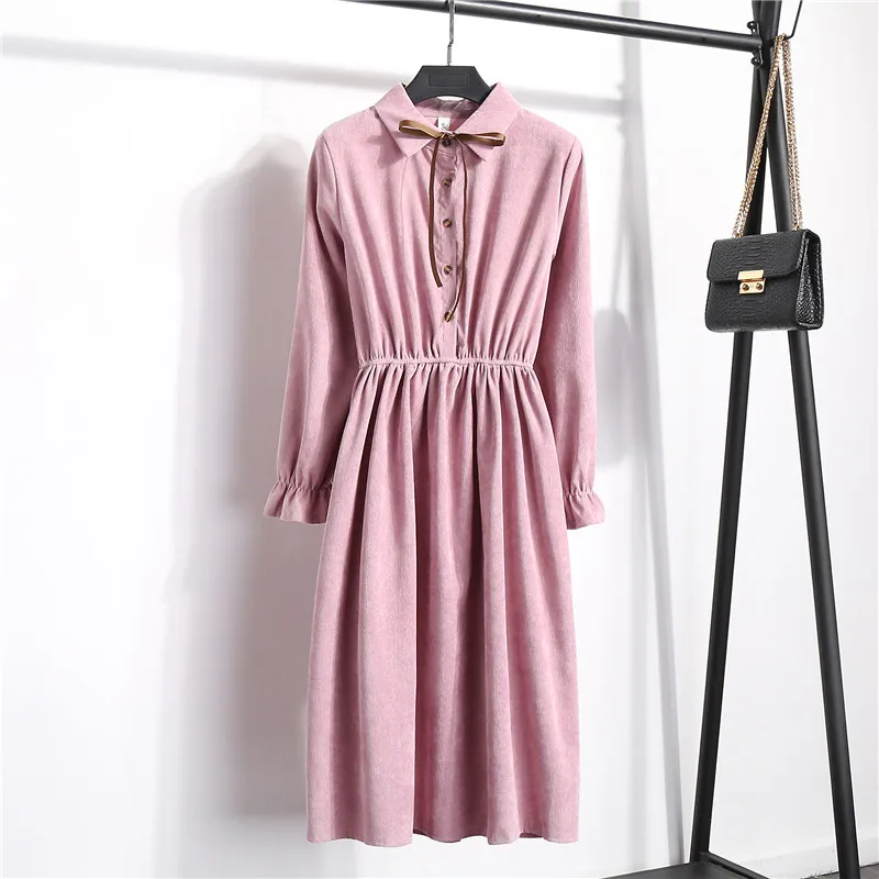 Новинка сезон осень-зима вельветовые платья однотонные Винтажные эластичные