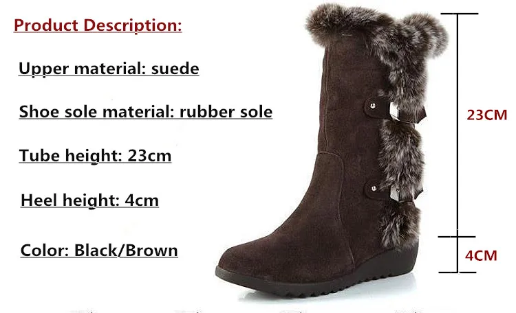 

Women's Winter Casual Snow Boots Thick Bottom Flats Warm Cotton Shoes Female Outdoor Mid-Calf Non-slip Walking Boots Size 34-42