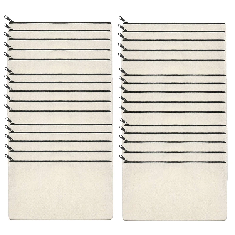 

30Pcs Canvas Zipper Bag Pencil Case Cosmetic Bag Blank Bag DIY Craft Bag Cosmetic Bag Cosmetic Bag DIY Craft School