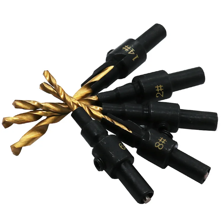 

5pcs Countersink Drill Woodworking Drill Bit Set Drilling Pilot Holes for Screw Sizes #5 #6 #8 #10 #12 Broca Ceramica Hole Punch