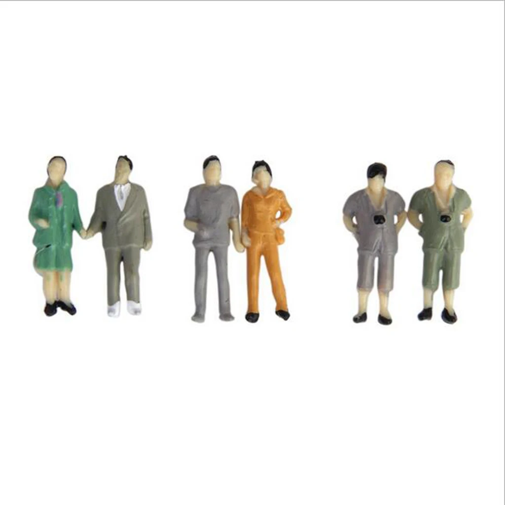 

50Pcs 1/87 HO Scale Color People Miniature Model for Railway Layout Decoration