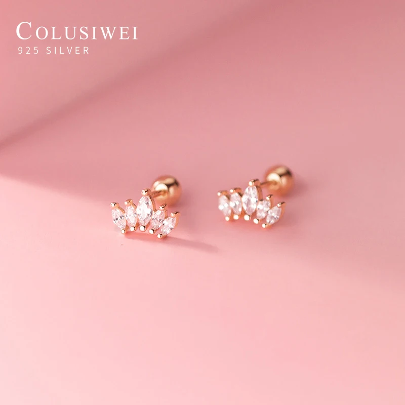 

Colusiwei Аутентичные 925 стерлингового серебра Сияющий циркон 3 Цвет мини юбка-пачка, стильные серьги-гвоздики в виде короны, для женщин, Корея, С...