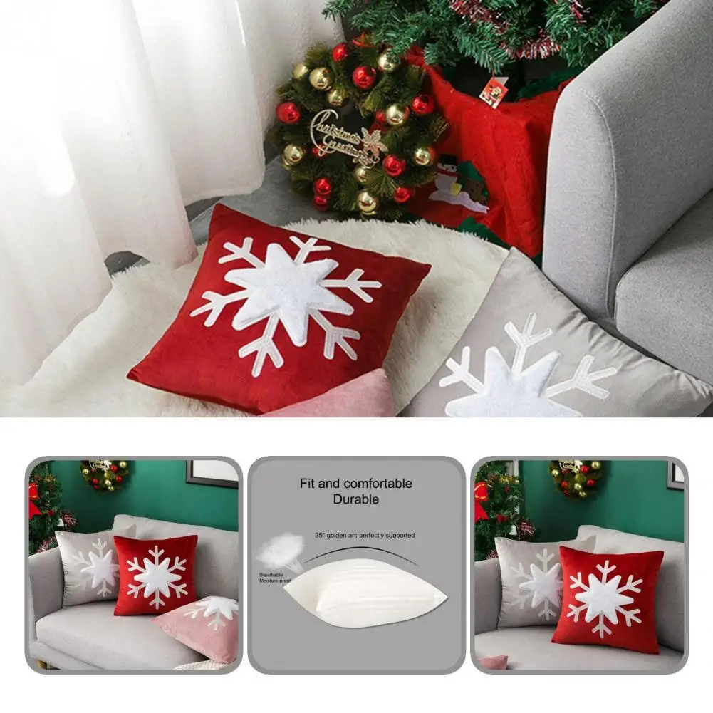 

Простой бархатный наволочка со снежинками для гостиной, моющиеся рождественские Наволочки на молнии, праздничные для отеля