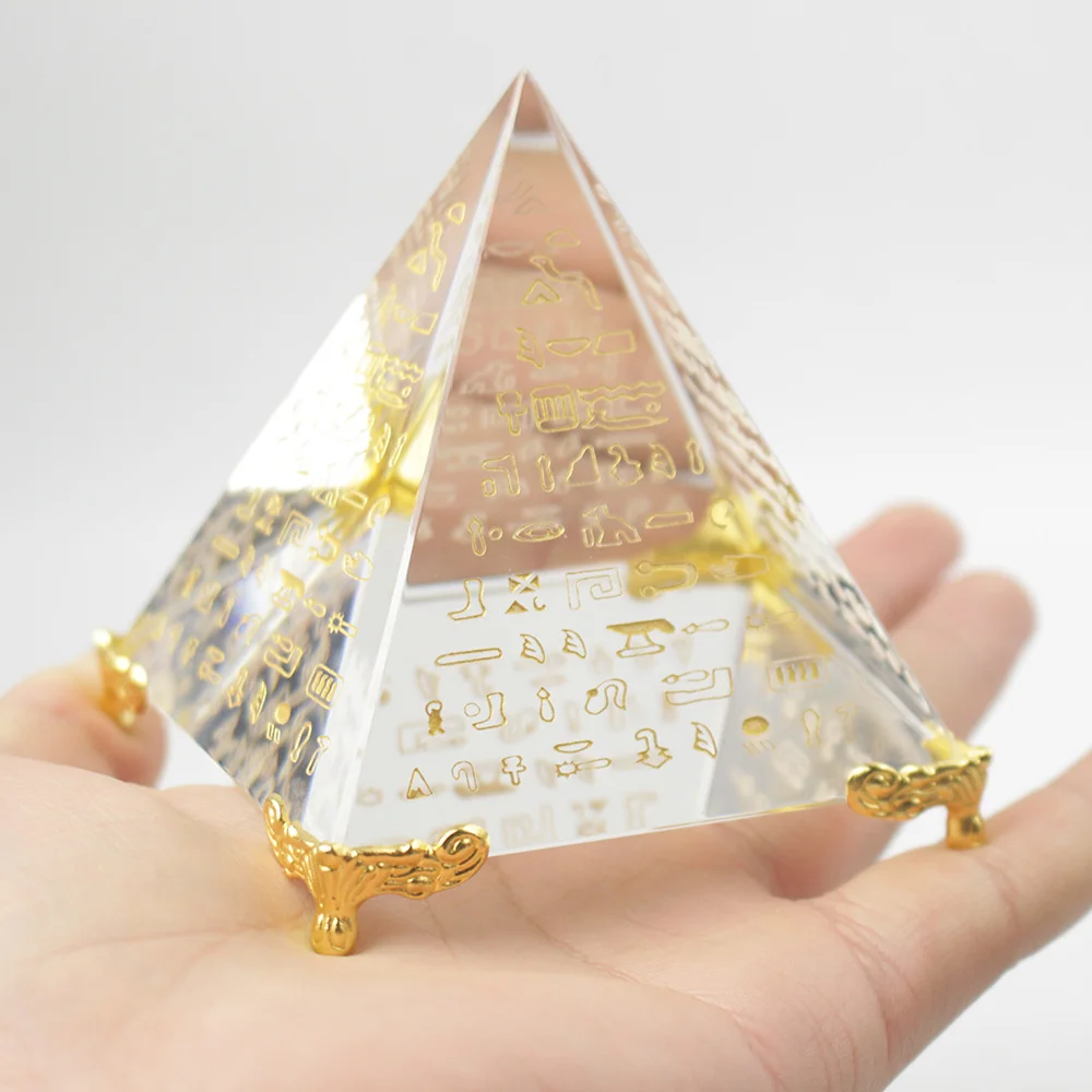 New Hieroglyphs Pyramid Crystal Feng Shui Stone Yoga Energy Healing Ornament Living Room Decoration | Дом и сад