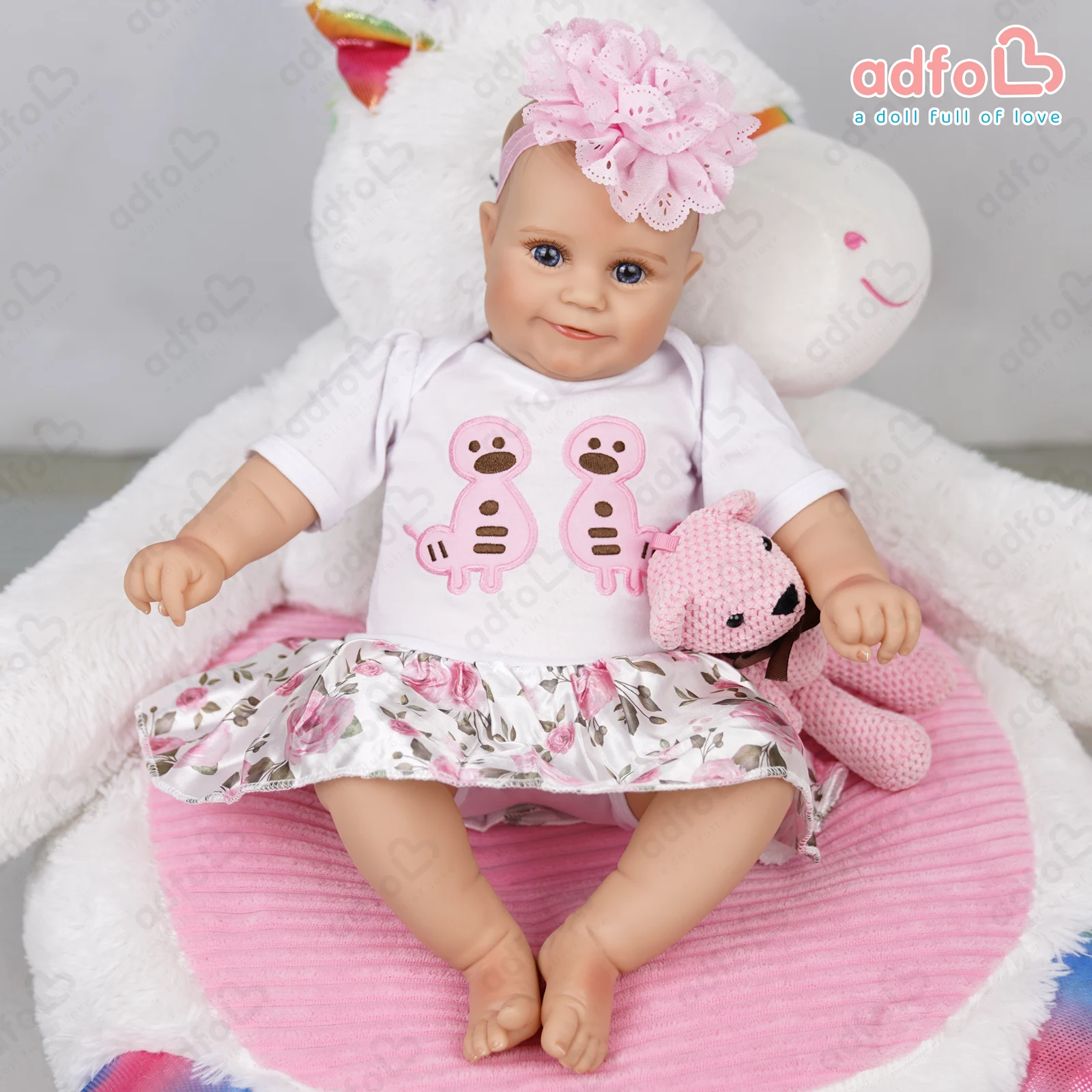 

ADFO 20 Inches Reborn Baby Girl Dolls Maddie Realistic Vinyl Silicone Alive Toddler Handmade Doll Christmas Gift For Children