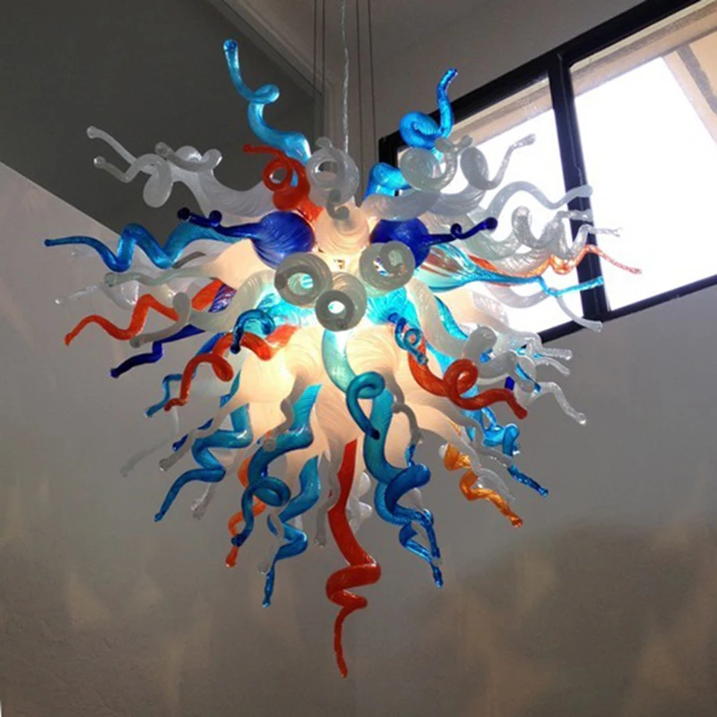 

Free Shipping 110v/220v LED Artistic Murano Glass Light High Hanging Chain Lamp Modern Crystal Ceiling Lamp
