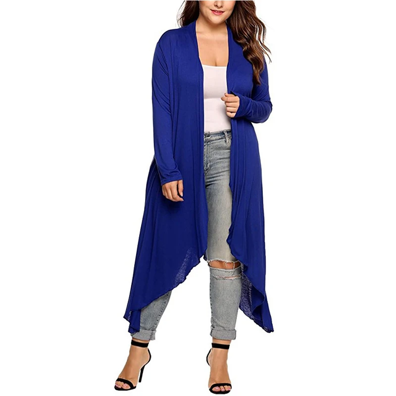 Женский вязаный кардиган с длинным рукавом повседневный Свободный большого
