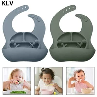 4 pcs solid colour baby silicone plate bowl toddler feeding bowl with bib fork spoon portable infant dishes tableware