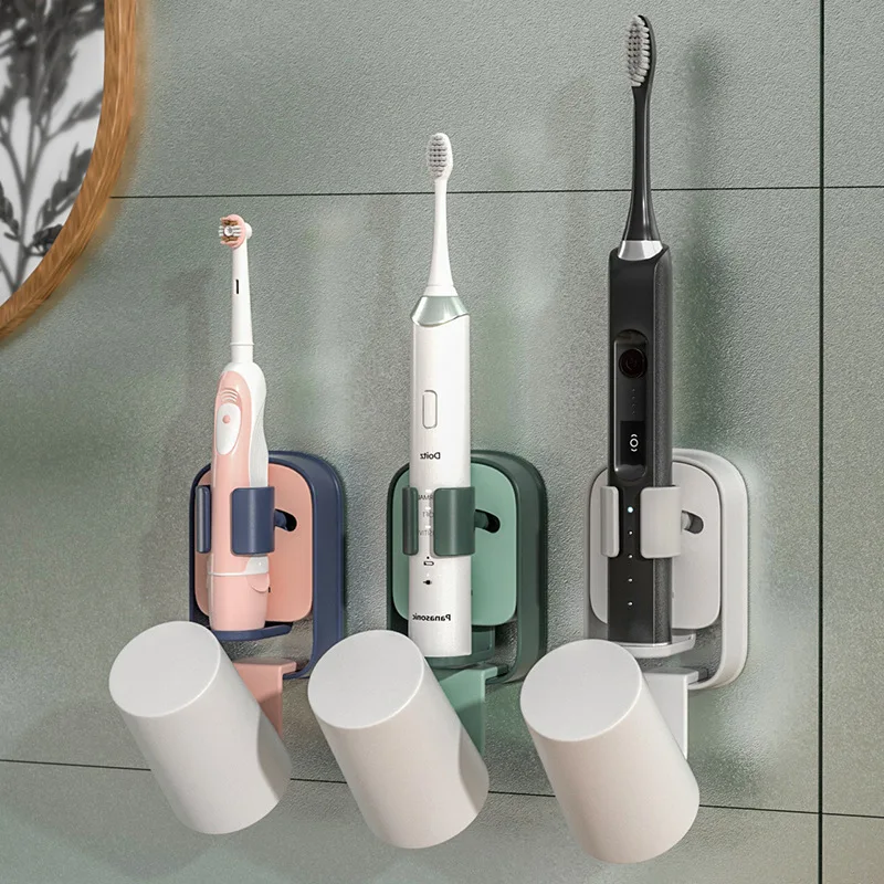 

Electric Toothbrush Base Hanger Free Punch Wall Hanging Mouthwash Cup Storage Rack Automatic organizador de cocina