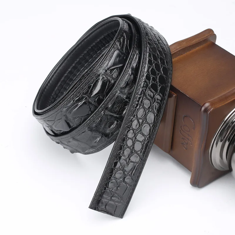 Authentic Real Crocodile Skin Men's Waist Belt For Automatic Buckle Genuine Exotic Alligator Leather Male Black Brown Straps