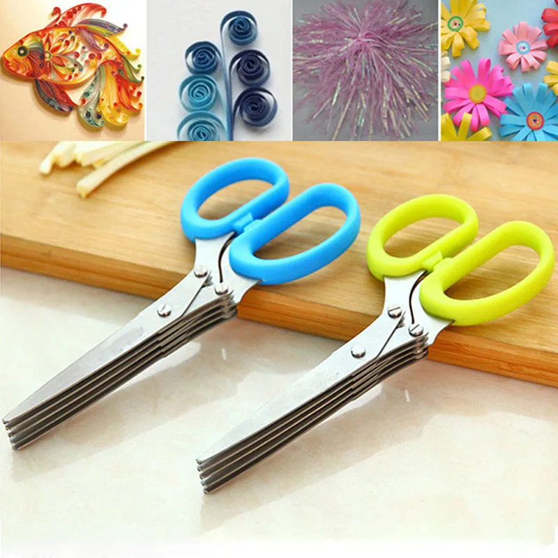 Маленькие и удобные кухонные ножницы из нержавеющей стали ребристые зеленые для